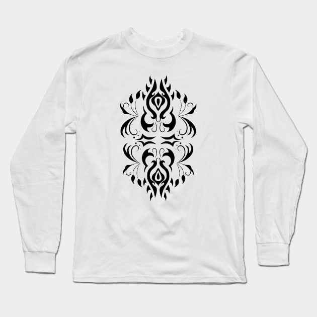 Ornamental Black Design 5 Long Sleeve T-Shirt by Kiyiya Designs